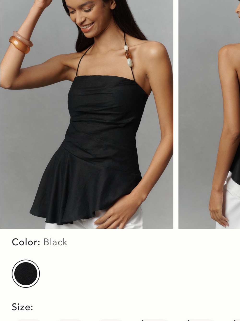 Shona Joy black Halter Peplum Tank Top